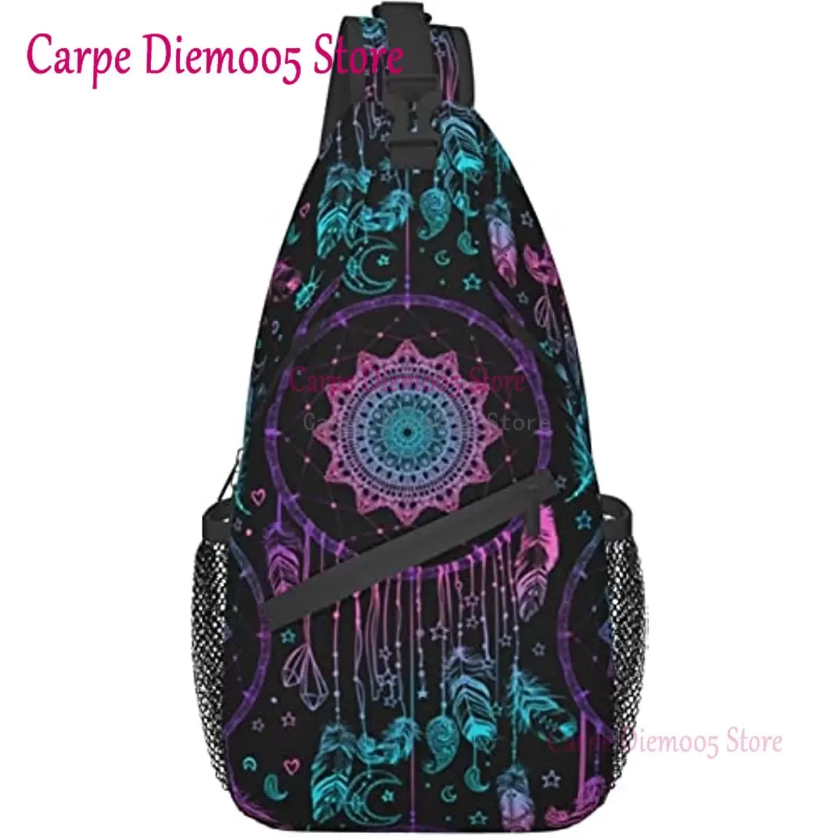 sac à bandoulière aquarelle pour hommes et femmes, style boho attrape-rêves mandala, sac de jour de randonnée, sac à dos à bandoulière, sac de poitrine de voyage pour hommes et femmes