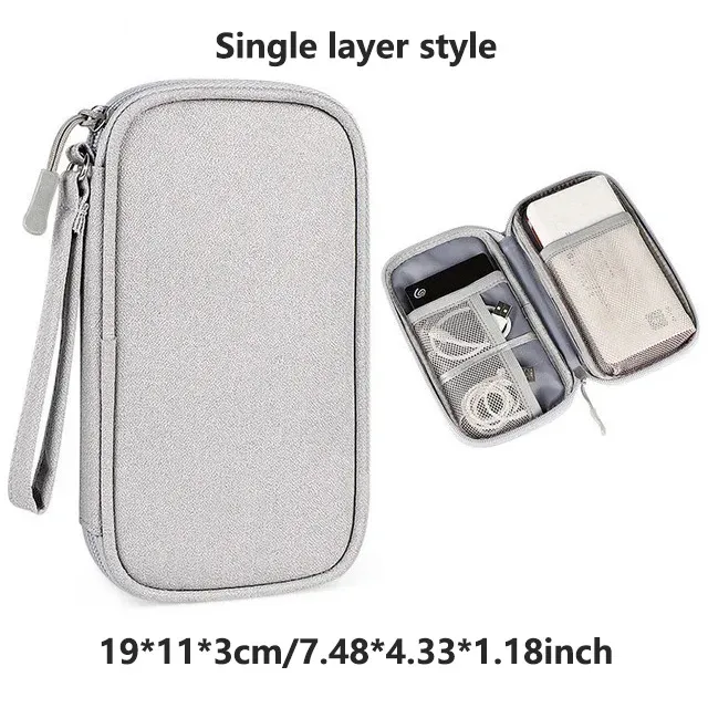 sac de rangement multi-couches pour accessoires numériques, anti-poussière, pour alimentation électrique, disque dur, batterie externe et câbles de données