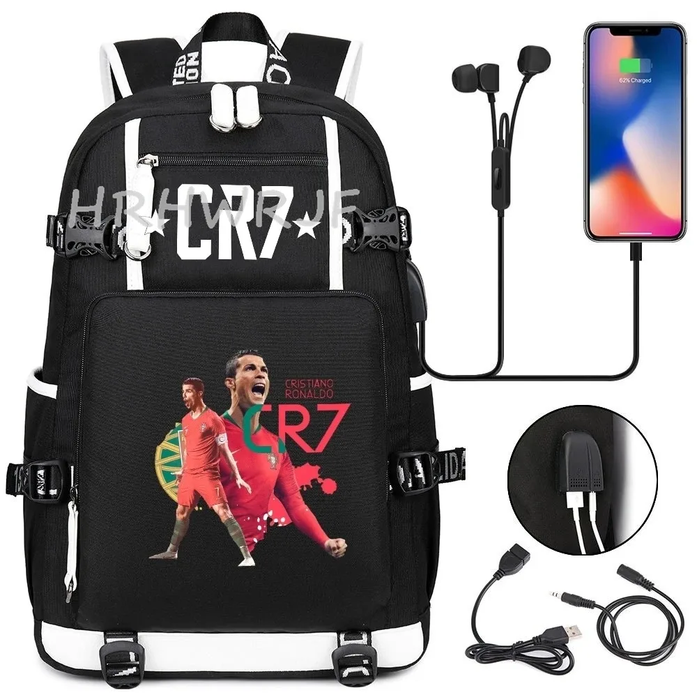 sac à dos camouflage cr7 avec port usb, sac à dos pour ordinateur portable, pour adolescents, filles et garçons, sac d'école, sac à dos étanche, sac de voyage quotidien pour étudiants, mochila
