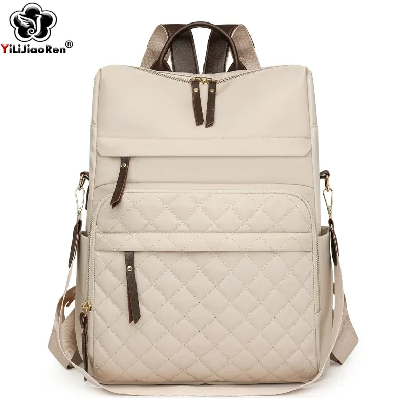 Sac à dos à carreaux pour femmes, sac à dos imperméable en Nylon, sac à main de grande capacité pour livres, voyage en plein air, cartable de week-end