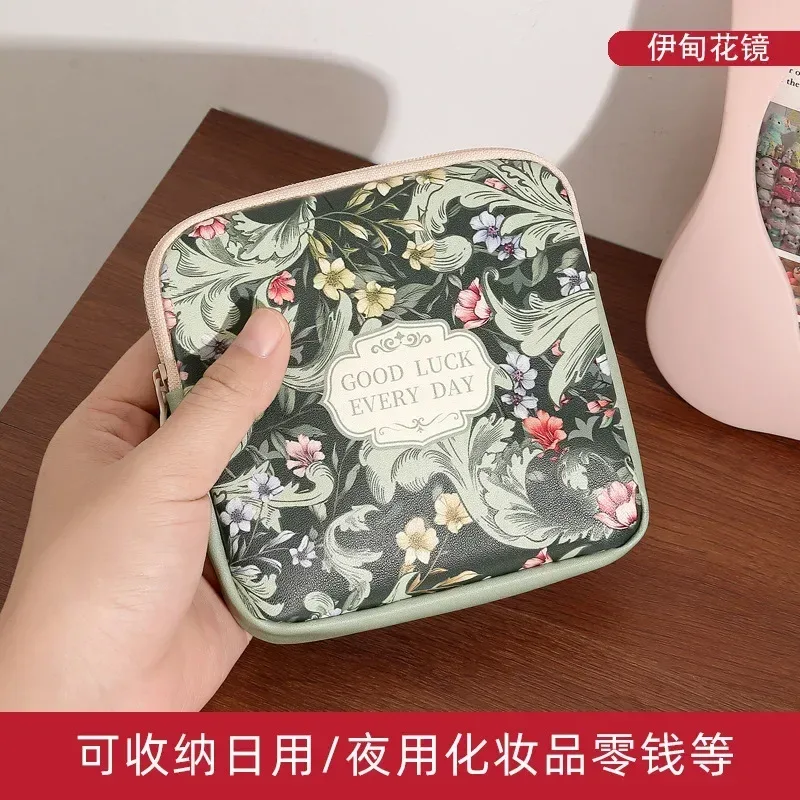 sac de maquillage cosmétique créatif, porte-monnaie de grande capacité, sac pour serviettes hygiéniques, mini organisateur de câbles de données portables pour femmes et filles