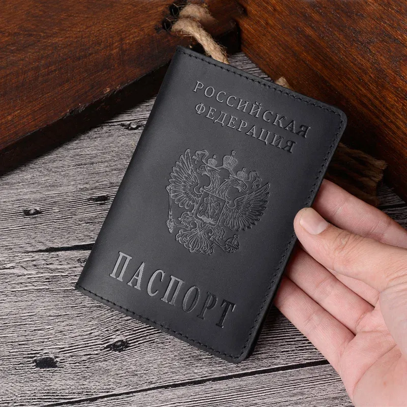 couverture de passeport russe, couverture gravée pour passeport de voyage, porte-passeport en cuir personnalisé