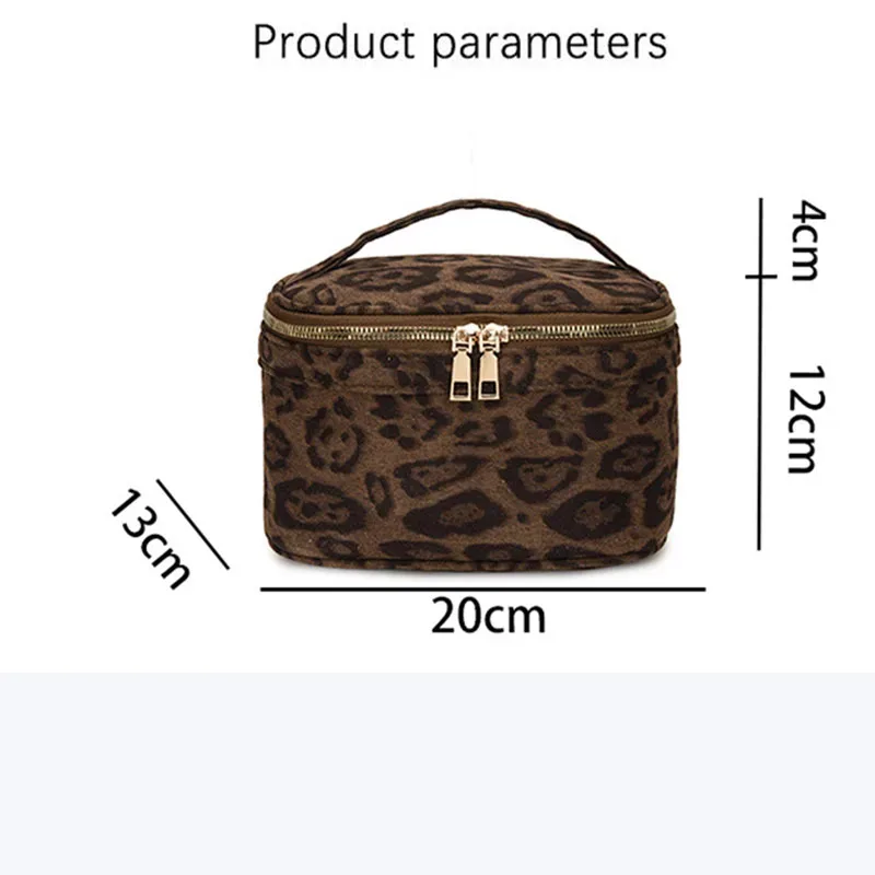 sac à cosmétiques en faux daim pour femmes, sac de voyage de bain de grande capacité, poches de maquillage vintage, sac de rangement à main, boîte de toilette léopard