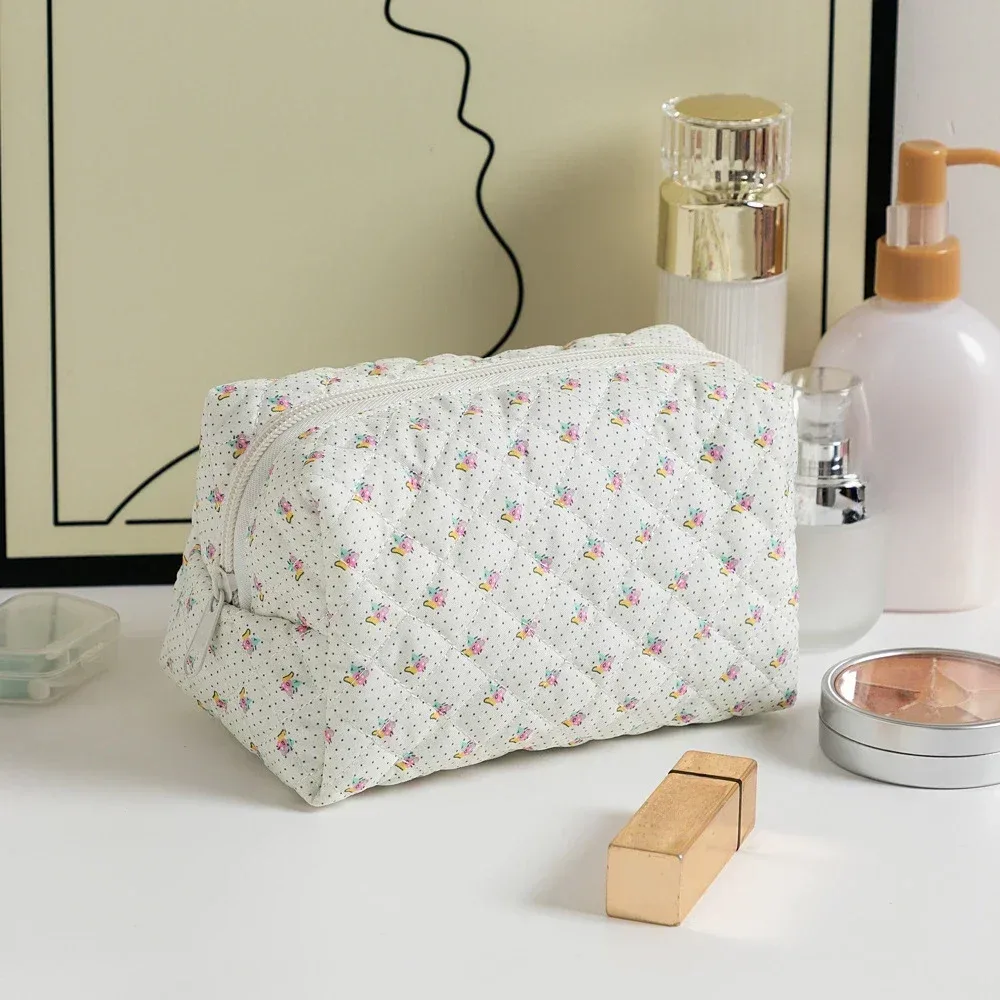 trousse de maquillage à imprimé floral pour femme, trousse de rangement pour rouge à lèvres, trousse à cosmétiques, trousse de beauté, trousse de voyage pour poudres de maquillage, trousse de toilette