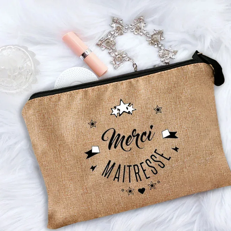 trousse de maquillage pour femmes, trousse à cosmétiques pour enseignant merci maîtresse, sac de rangement pour maîtresse, sac à main, pochettes à fermeture éclair, cadeau pour enseignant