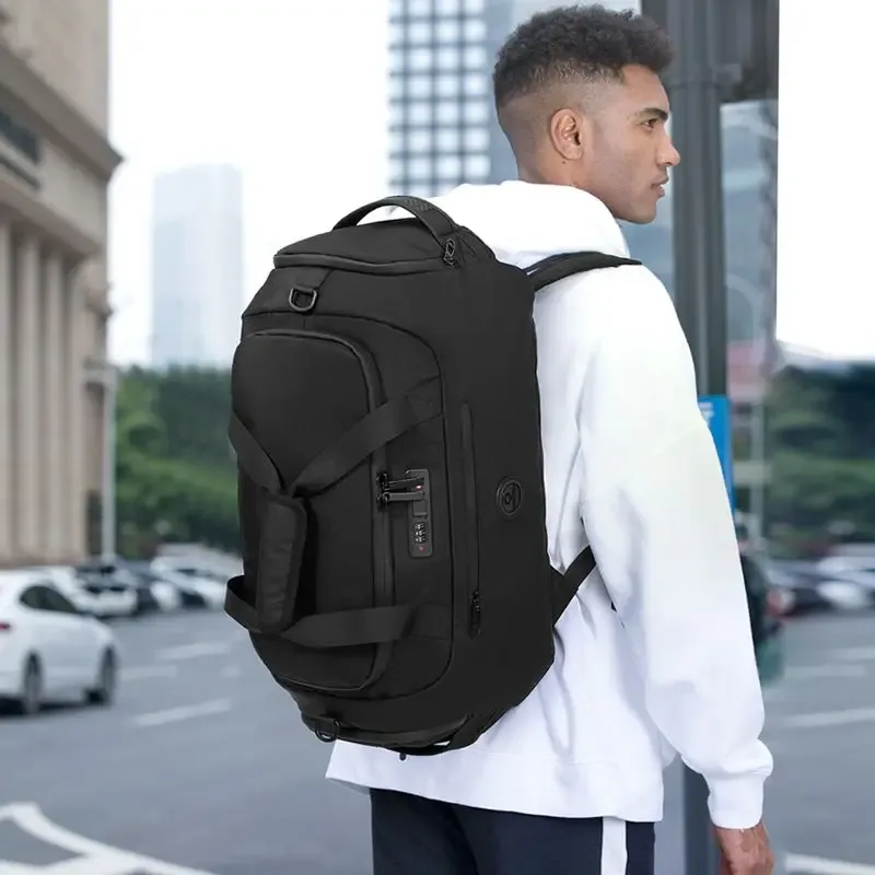 ozuko-sacs de sport étanches pour hommes, sacs de voyage de grande capacité, sacs à main de gym avec poche arrière pour chaussures, sacs à dos multifonctions pour court voyage