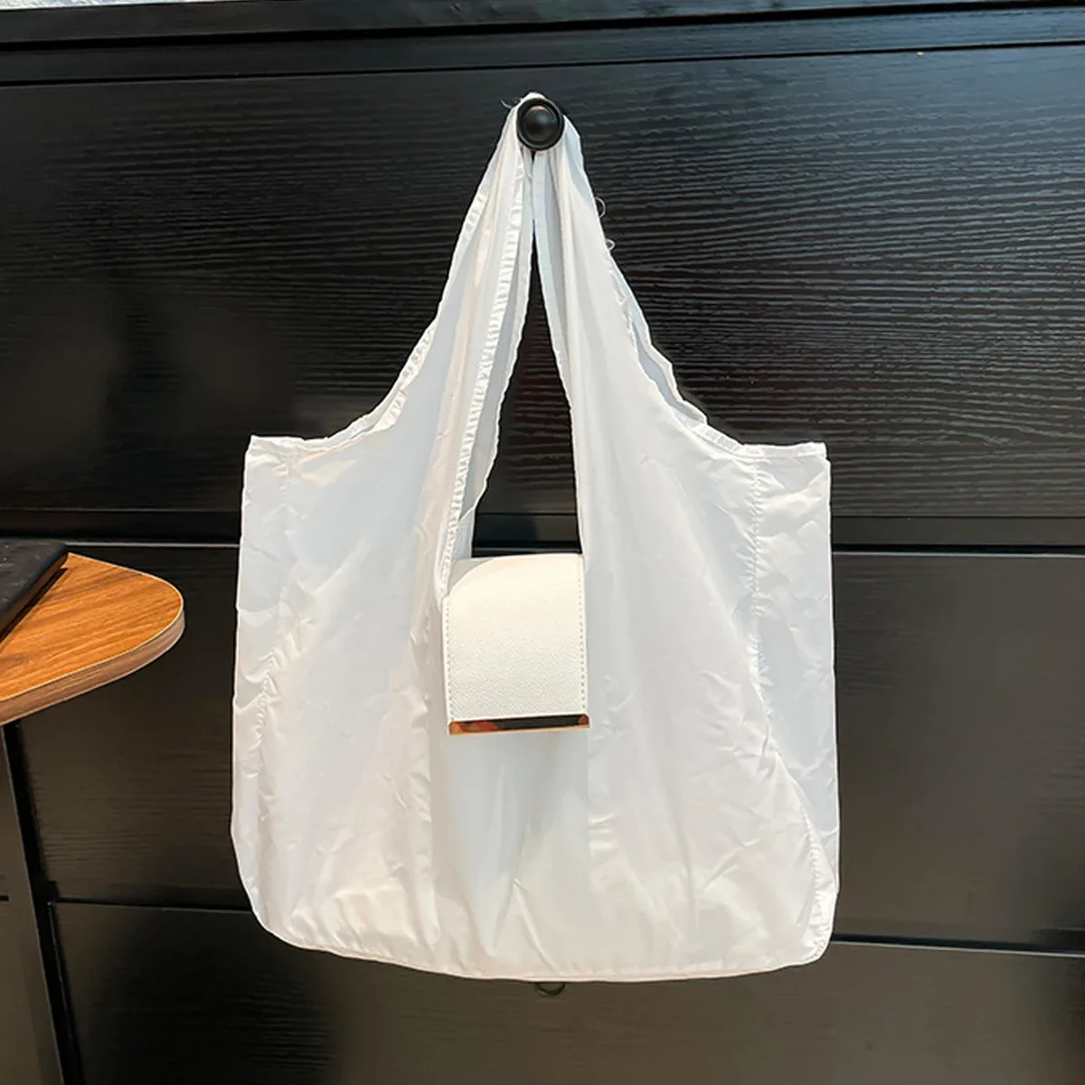sac fourre-tout avec porte-clés, sac de supermarché pliable décontracté, écologique, grand format pour femmes, pour le travail, les voyages et les trajets quotidiens