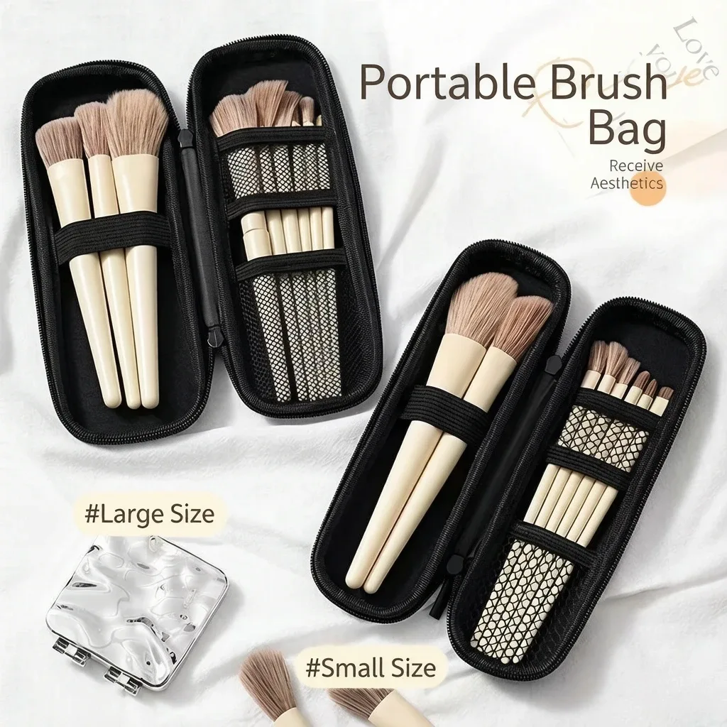 sacs de rangement cosmétiques noirs imperméables à double fermeture éclair, étui pour pinceaux de maquillage, sac pour femmes, porte-pinceaux de voyage portable, étui pour stylos, boîte