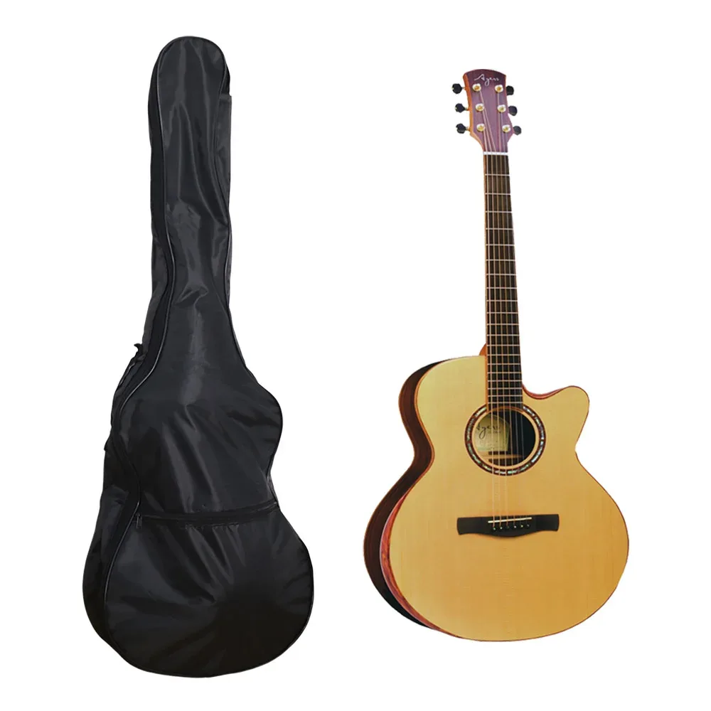 sac de guitare à bandoulière réglable épaisse, imperméable, en tissu oxford, sac à dos de guitare avec fermeture éclair, noir, avec poignée.