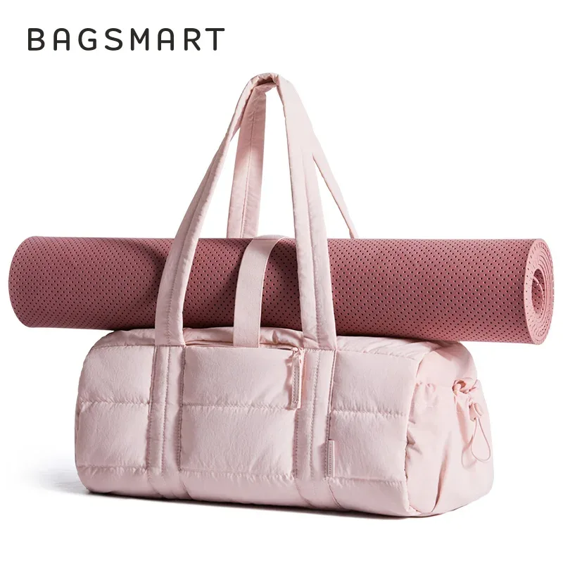 bagsmart sac de sport de voyage pour femme tapis de yoga sac de sport avec poche humide et sèche sac de sport matelassé pour la natation du week-end
