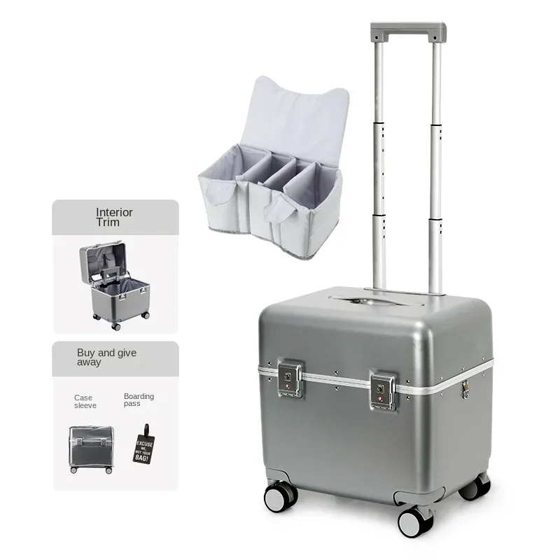 bagage 20 pouces cadre en aluminium valise à main femme avec compartiment porte-cabine d'embarquement valise à roulettes légère