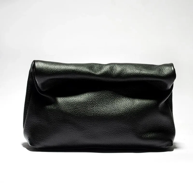 sac à main en cuir de vachette 100% authentique, sac à main pliable de haute qualité pour femmes, sac à main de créateur simple avec poignée magnétique