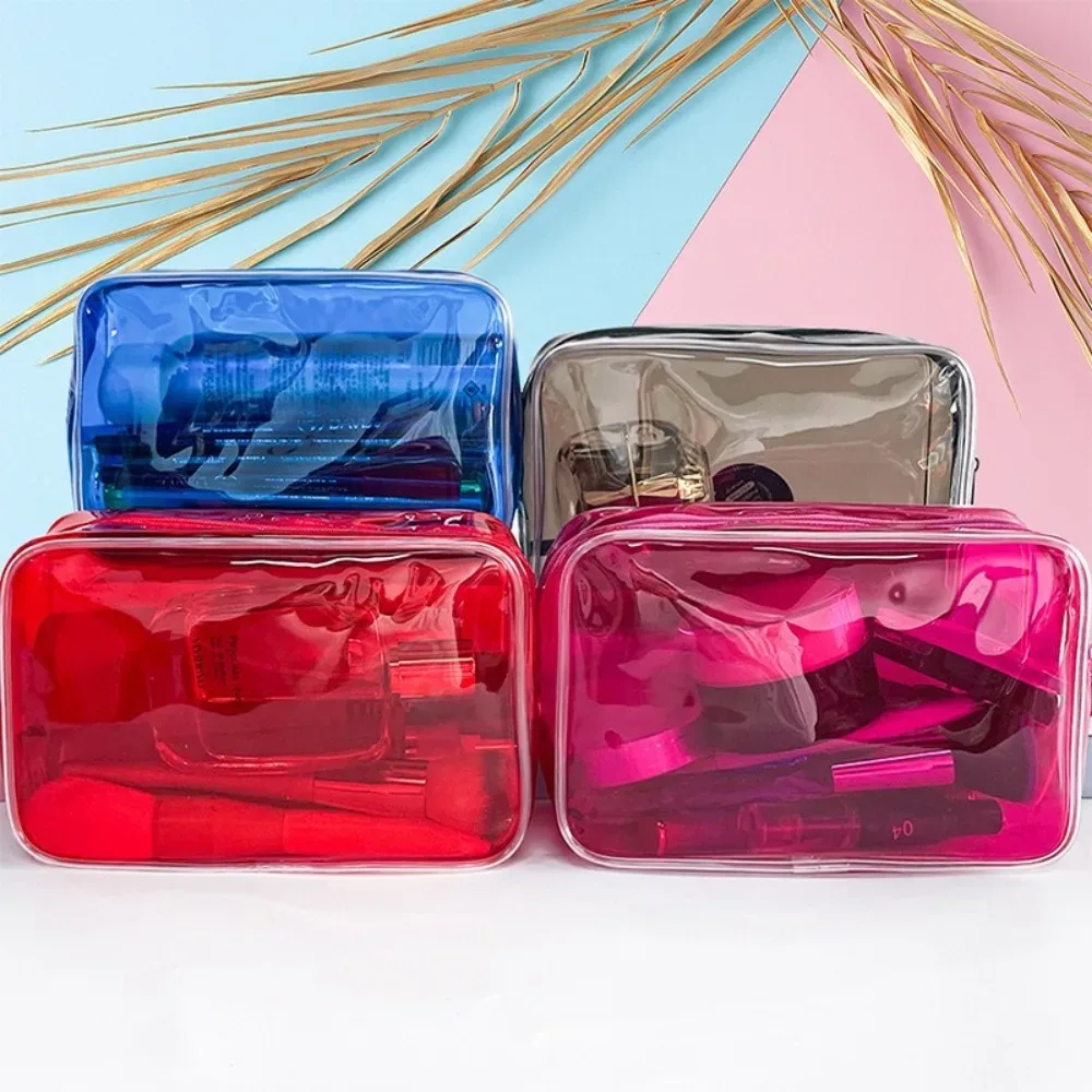 sac de toilette coloré de voyage, sac à maquillage transparent en pvc pour femmes, grande capacité, sac de lavage en gelée, organisateur de cosmétiques