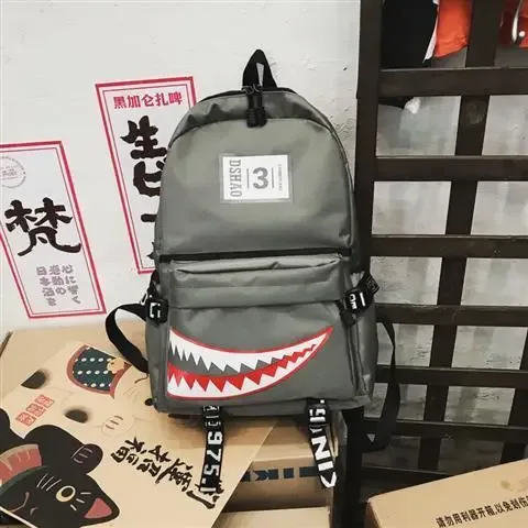 grands sacs à dos tendance pour filles et garçons, sacs à dos d'école imperméables noirs, sacs de voyage pour femmes avec imprimé requin, mochilas escolares