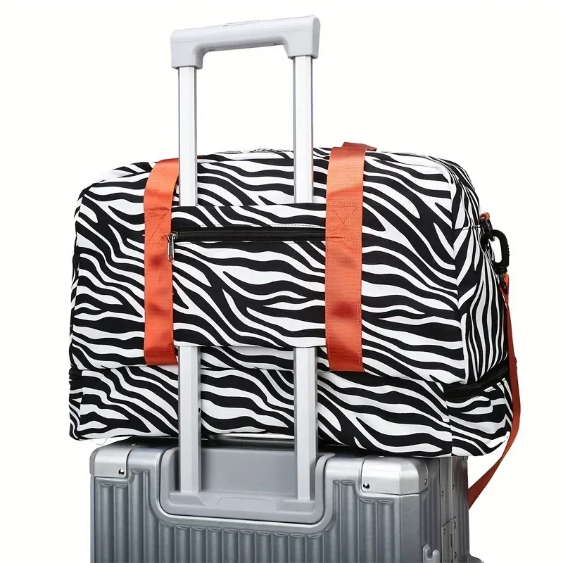 nouveau sac de voyage en nylon grande capacité 2026 avec imprimé animal, sac de sport et de rangement portable pour femme, idéal pour le week-end et les nuits courtes