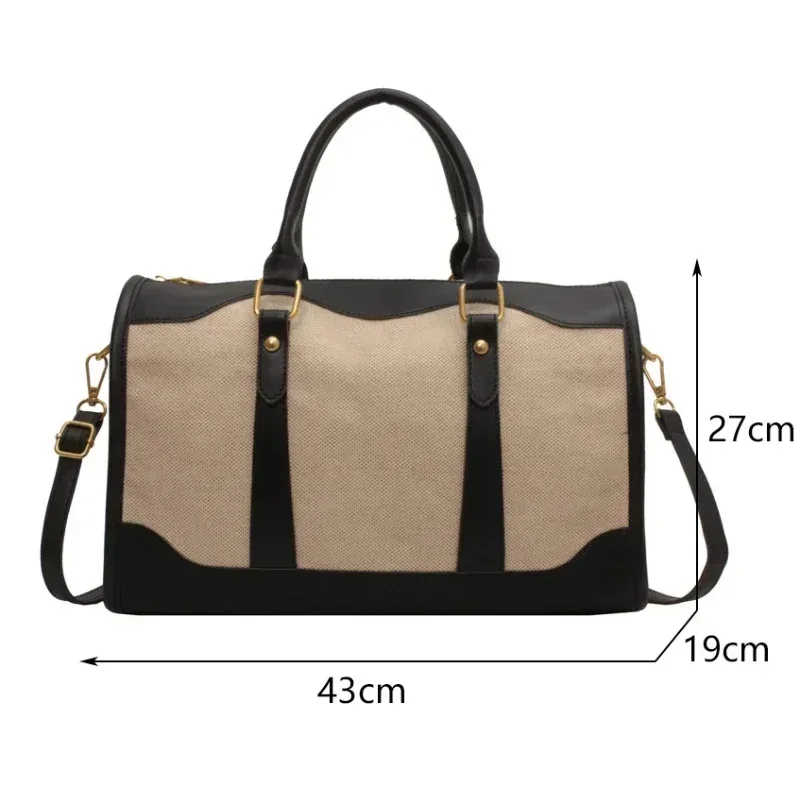 sac à main de rangement de voyage pour femmes, sac de bagages de fitness vintage, sac à bandoulière simple, grand sac en nylon et cuir pu, 2026 sacs à main