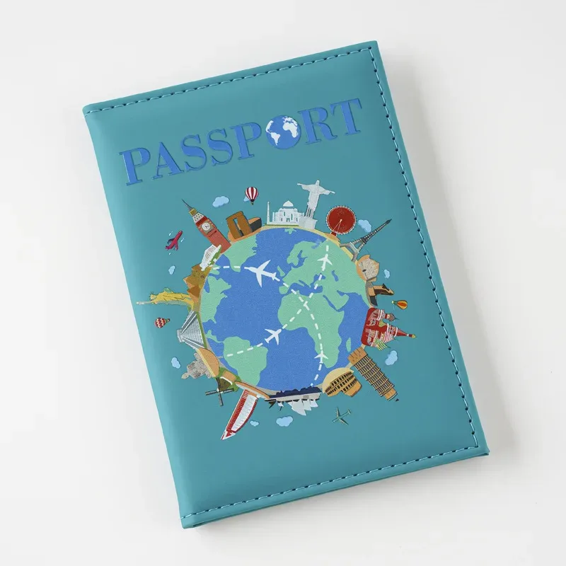 couvertures de passeport pour femmes et hommes, porte-passeport imprimé de dessin animé, clips pour billets de vol, porte-carte de crédit bancaire, organisateur de voyage pour passeport