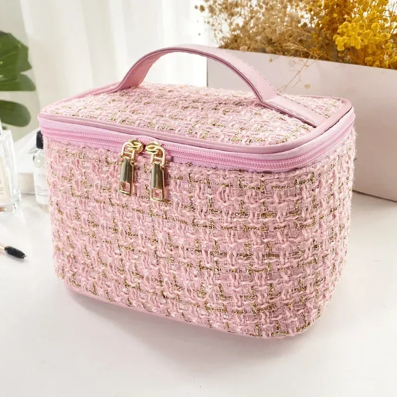 nouvelle trousse de maquillage portable pour femme grande capacité, sac de toilette à main, organisateur cosmétique essentiel pour rangement de toilette