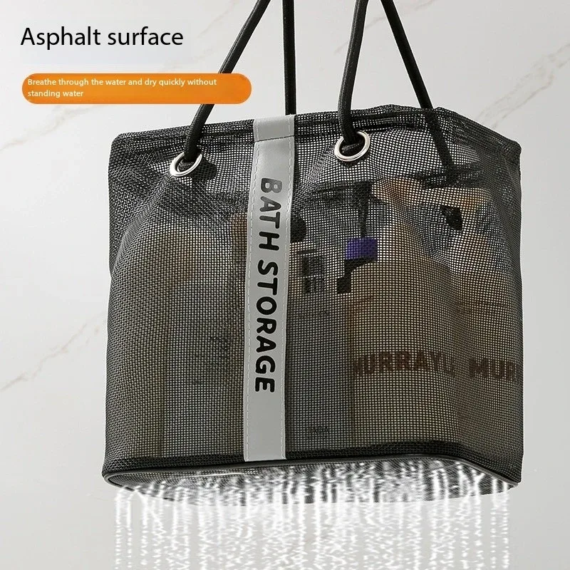 panier de vidange en maille pliable 2 en 1, organisateur de toilette de voyage et de natation, grande poignée de transport portable, rangement écologique