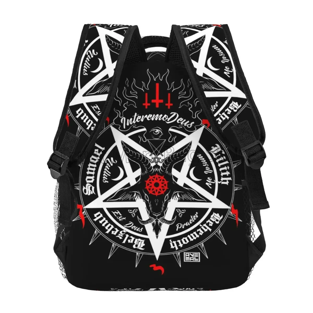 satanique occulte noir satan crâne tête de chèvre morte impression graphique sac à dos pour ordinateur portable unisexe grands sacs à bandoulière décontractés voyage sac à dos