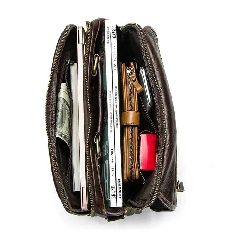 contact's – sac messager en cuir de vache pour hommes, sacoche pour hommes, sacs à bandoulière masculins, grands sacs à bandoulière décontractés