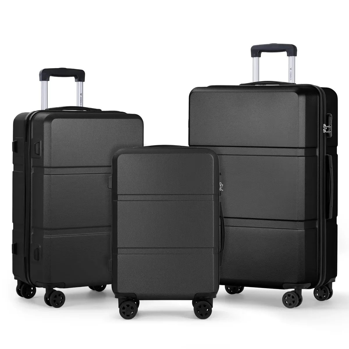 ensemble de valises yonsly 3 pièces 20/24/28 pouces 360 °   valise à roulettes avec serrure à combinaison, double fermeture éclair, sac en maille, poignée en caoutchouc souple, grande taille xxl pour les excursions familiales en vacances