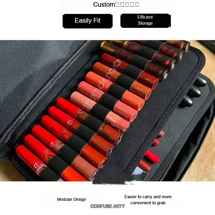 grande trousse de maquillage transparente, organiseur de rouge à lèvres et de gloss avec compartiments réglables, pour artistes professionnels
