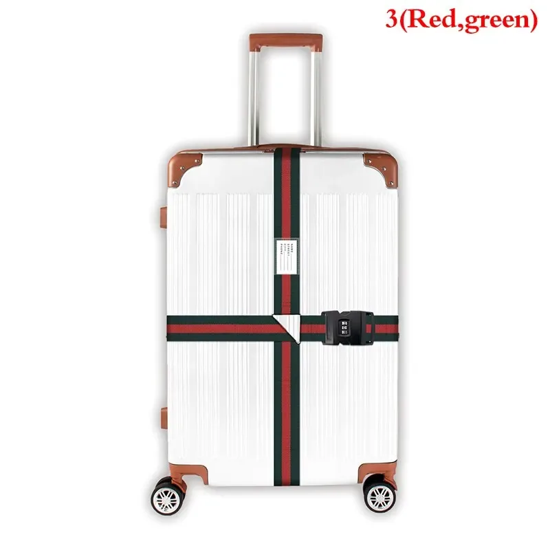 sangle de bagage en nylon à verrouillage par mot de passe à 3 chiffres, ceinture croisée, emballage réglable, sangle de valise de voyage, environnement de bagages