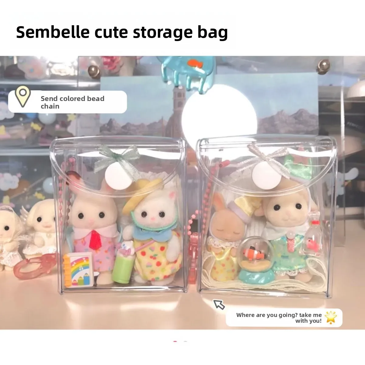 sac de rangement carré transparent de style de luxe, sac de transport pour bébé, tapis à bulles, matériau pvc multifonctionnel pour un rangement et un rangement faciles...