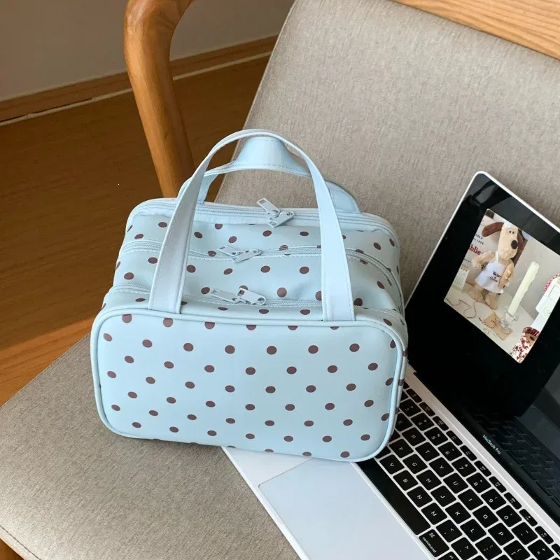 nouvelle trousse de rangement cosmétique portable à trois compartiments, grande capacité, trousse de toilette de voyage, trousse de maquillage à main pour femmes