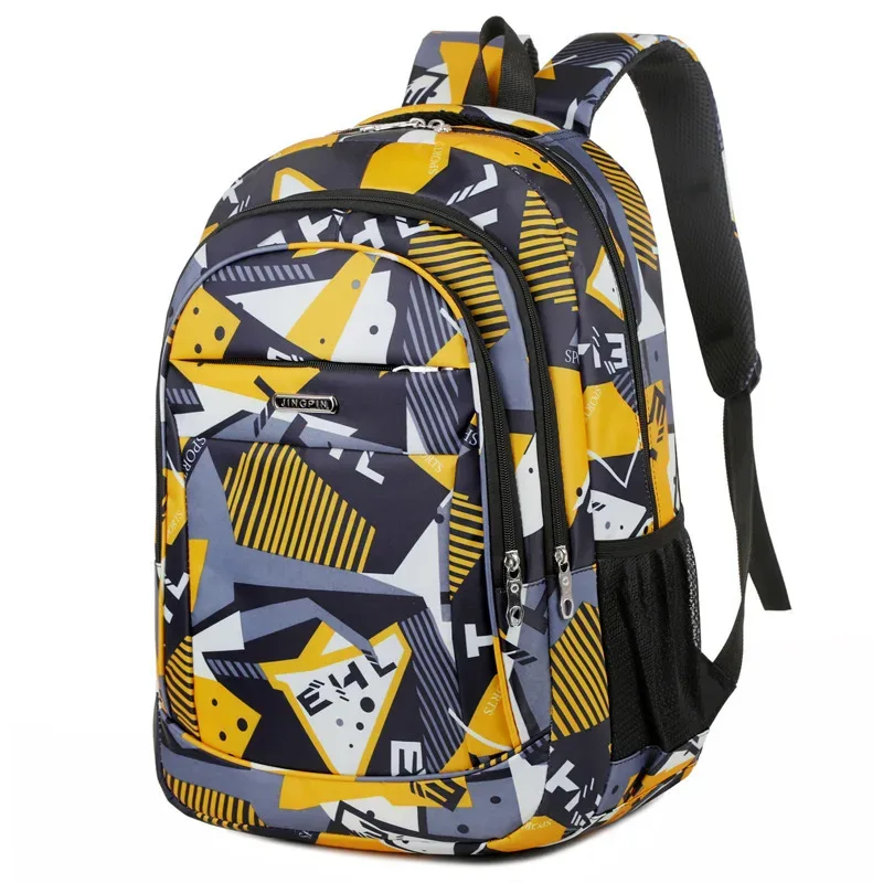 sac dos oxford université motif géométrique couleur rouge bleu gris noir poche avant zippée bandoulière arquée imperméable usage voyage