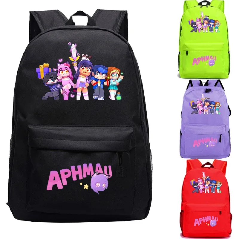 aphmau imprimer sacs à dos mode étudiants sacs d'école adolescent pochette d'ordinateur filles garçons dessin animé bookbag grande capacité voyage sac à dos