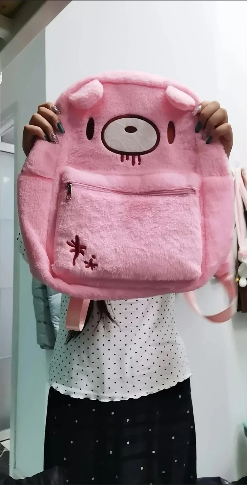sac à dos ours en peluche rose y2k, sac de poupée mignon et effrayant, sac à dos gothique punk en forme d'animal en peluche, pour femmes et filles, streetwear harajuku, cadeau