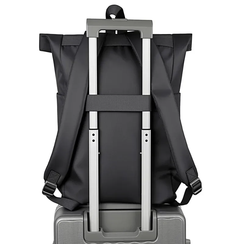 sac à dos de voyage d'affaires unisexe grande capacité, design enroulable, sac en nylon décontracté urbain pour les voyages en plein air et les trajets quotidiens