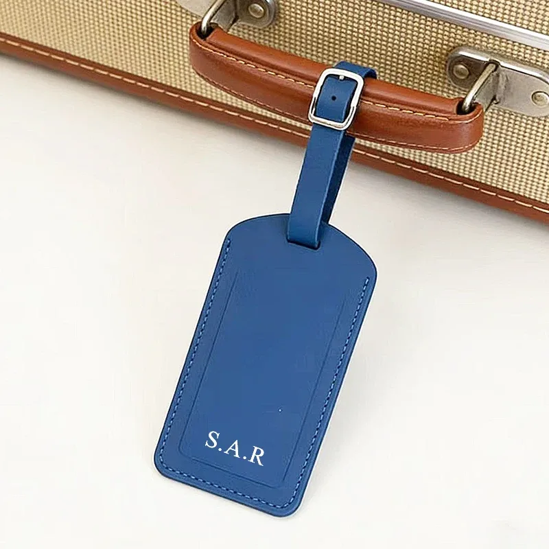 étiquette de bagage personnalisée en cuir de vachette véritable avec initiales, étiquette de valise personnalisée, pendentif de sac de luxe pour affaires, charme rétro