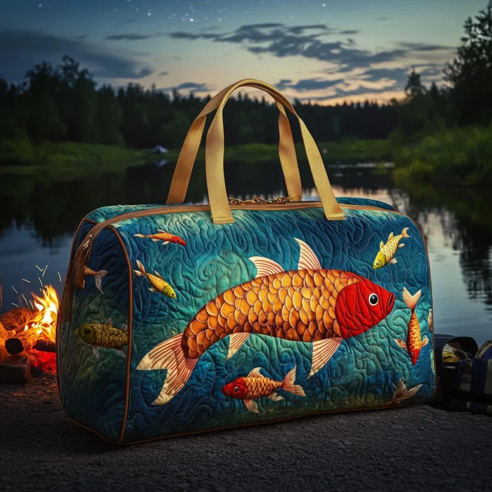 sac de voyage matelassé pour la pêche à la truite, sac de sport imperméable pour l'extérieur avec imprimé poisson 3d, sac de week-end pour le camping, cadeau pour pêcheurs