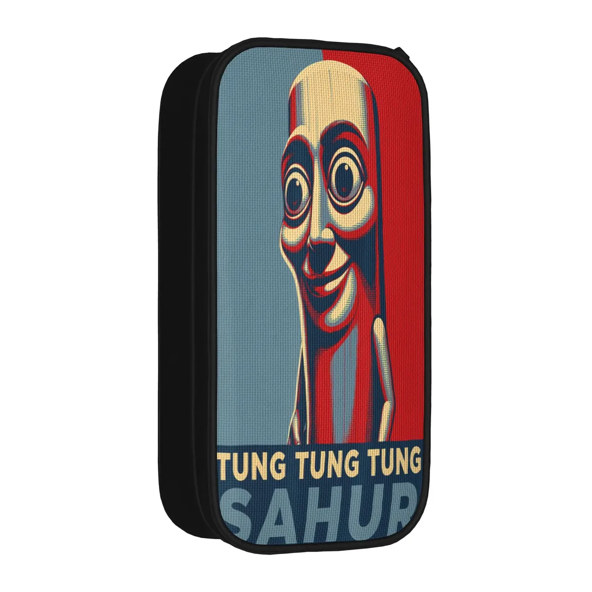 tung sahur cosplay funny calling meme wooden man brainrot trousse à crayons en toile pour garçons et filles, tendance, pour l'école