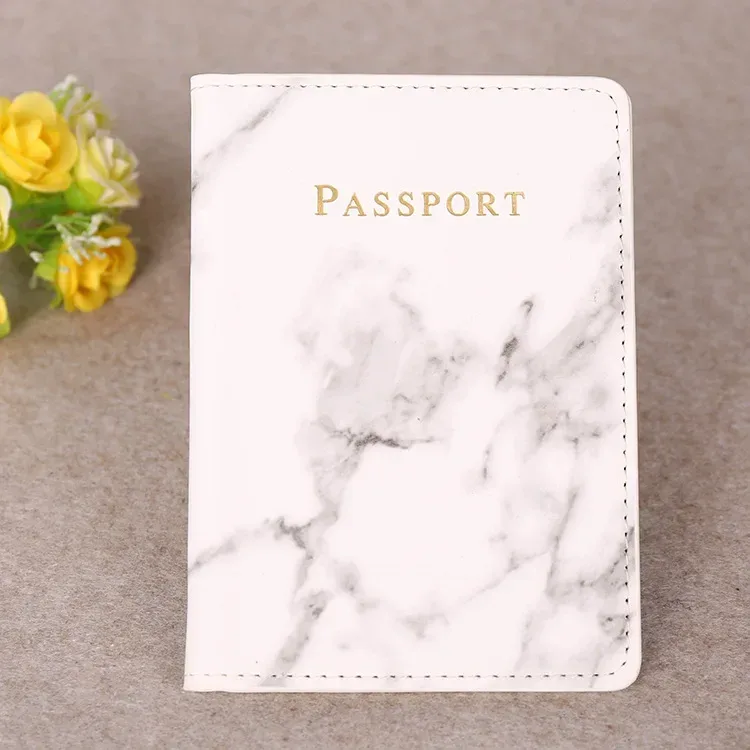 couverture de passeport de voyage pour femmes, motif marbre rose, sac porte-passeport, étuis de crédit, accessoires essentiels de protection pour billets fins