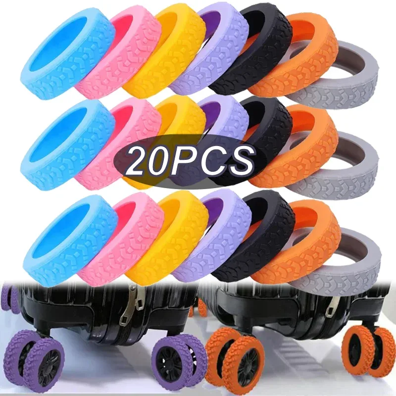 protecteur de roue en silicone anti-bruit, housses de roues de bagage optiques, degré d'usure, adapté à la plupart des roues de valise, roulette de chaise, 20 pièces, 4 pièces