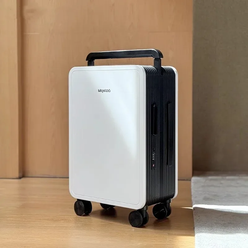 valise pc jaune noir gris système tsa serrure poignée large roues toupie compacts voyage organisés segurança modernes linhas verticale façade contraste efficace intérieur compartiments