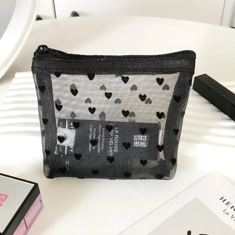 trousse de maquillage d'extérieur personnalisée en maille de nylon transparente, sacs à cosmétiques, pochette d'organisation de voyage, fermeture éclair, maquillage de plage, sac à main pour femmes
