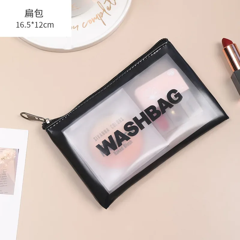 sacs à main de rangement de maquillage anti-poussière de grande capacité, sacs de voyage transparents en pvc à la mode, sac cosmétique portable étanche