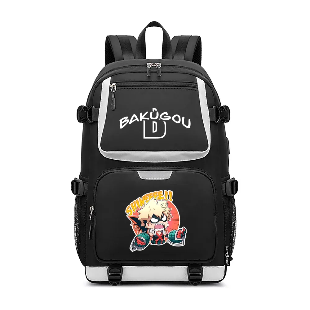 sacs d'école mha, sac à dos oxford, sac à dos de voyage bakugou katsuki, sac à dos pour ordinateur portable avec chargement usb, sacs à bandoulière anime