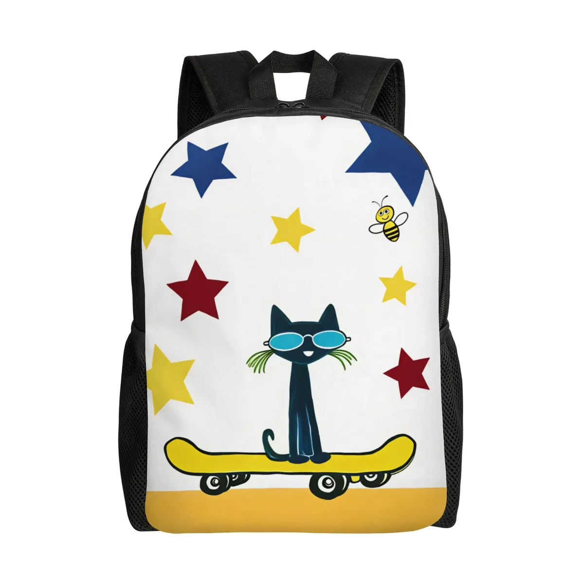 sac à dos élégant pete cat pour femmes et hommes, style outdoor, grands sacs de lycée, sac à dos de créateur