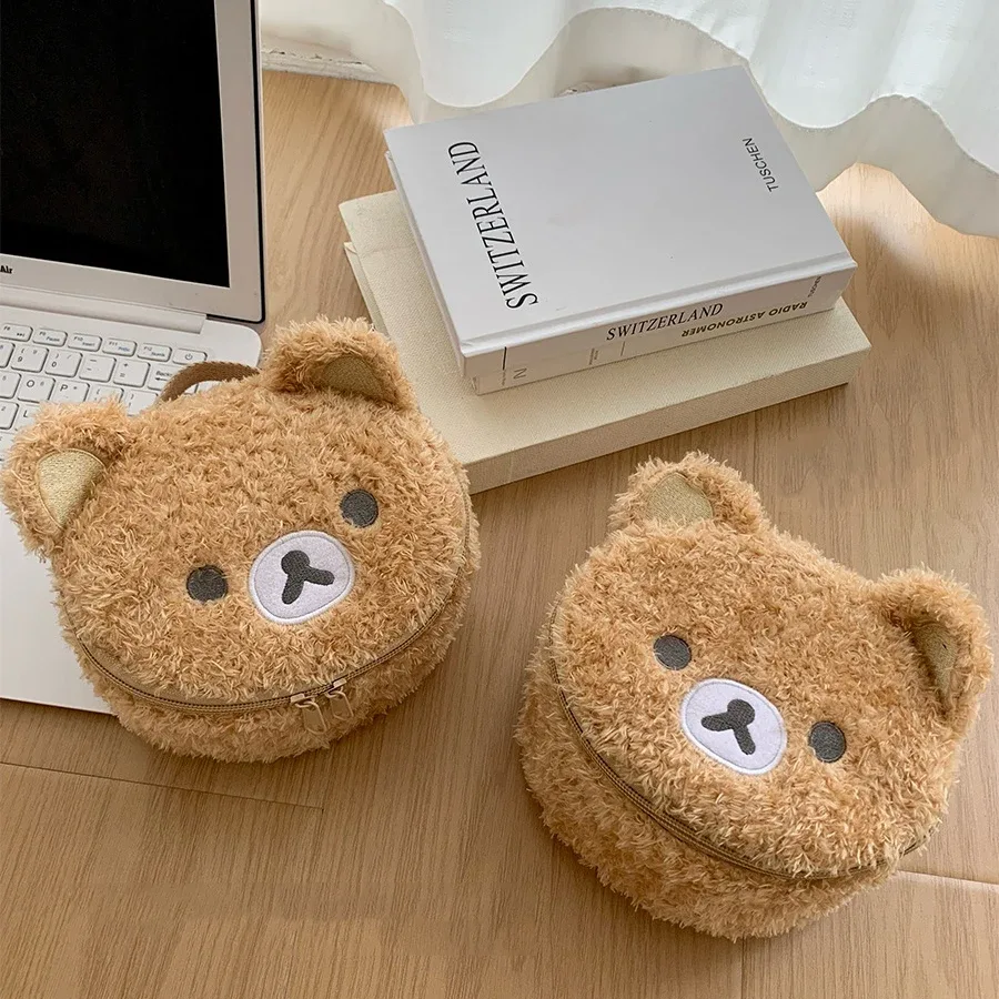 offre spéciale : trousse de maquillage en peluche ours anime relaxant – pochette organisateur de bijoux pour femme et fille, sac de rangement maquillage