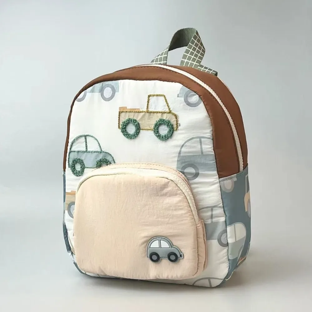 sac à dos scolaire multifonctionnel pour enfants, broderie de voiture de dessin animé, sac à dos léger pour garçons et filles, idéal pour la maternelle