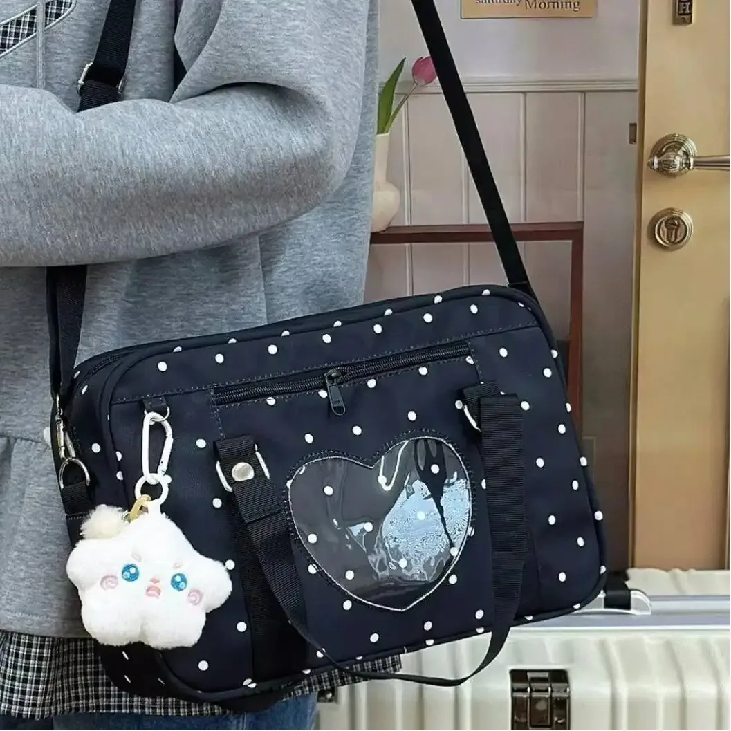 sac à bandoulière y2k anime convention à pois, sac bandoulière 2d, sac transparent mignon pour fille, sac messager otaku diy pour exposition de bandes dessinées