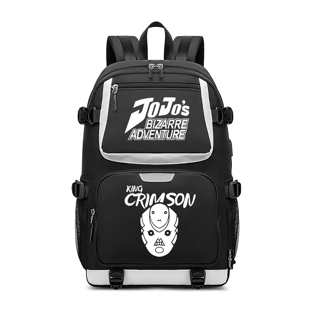jojo's bizarre adventure – sac à dos de voyage dessin animé, grands sacs d'école imperméables pour femmes, sac à dos rose avec port usb pour ordinateur portable