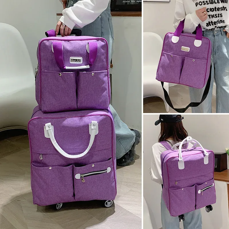sac à roulettes pour femmes, sac à dos de voyage pour filles, sacs à roulettes de grande capacité, sac de voyage, valise, 2 pièces/ensemble, 2022