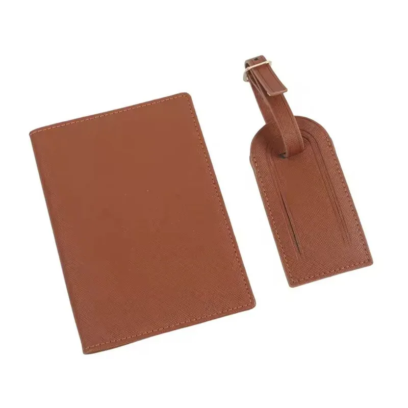 couverture de passeport en cuir saffiano avec initiales personnalisées gratuites, ensemble d'étiquettes de bagages, porte-passeport, étiquette de valise de voyage, accessoires de voyage